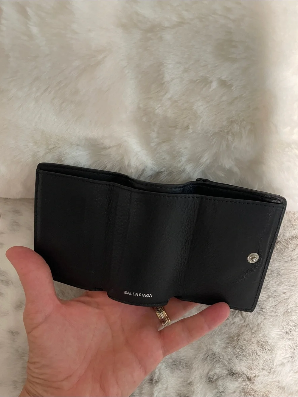 Balenciaga Black Leather Envelope Card Case